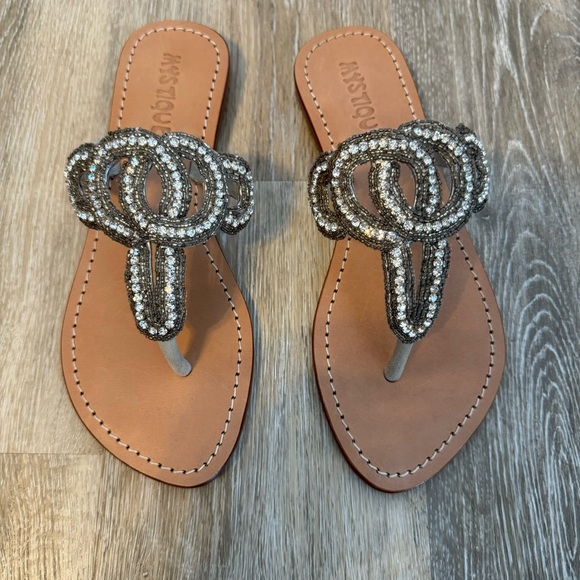 Mystique Boutique Silver Embellished Sandals - Picture 1 of 7